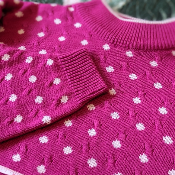Hunt's Point Vintage Fuchsia Polkadot Sweater - Picture 6 of 6